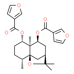 ChemSpider 2D Image | (1S,2R,5S,6S,7S,9R)-2,6,10,10-Tetramethyl-11-oxatricyclo[7.2.1.0~1,6~]dodecane-5,7-diyl di(3-furoate) | C25H30O7