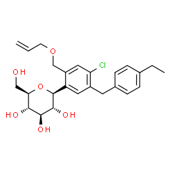 ChemSpider 2D Image | (1S)-1-{2-[(Allyloxy)methyl]-4-chloro-5-(4-ethylbenzyl)phenyl}-1,5-anhydro-D-glucitol | C25H31ClO6