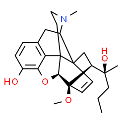ChemSpider 2D Image | (5beta,18S)-18-[(2S)-2-Hydroxy-2-pentanyl]-6-methoxy-17-methyl-7,8-didehydro-18,19-dihydro-4,5-epoxy-6,14-ethenomorphinan-3-ol | C25H33NO4