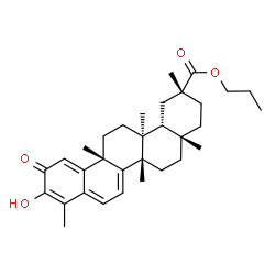 ChemSpider 2D Image | Propyl (2R,4aS,6aS,12bR,14aS,14bR)-10-hydroxy-2,4a,6a,9,12b,14a-hexamethyl-11-oxo-1,2,3,4,4a,5,6,6a,11,12b,13,14,14a,14b-tetradecahydro-2-picenecarboxylate | C32H44O4