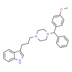 ChemSpider 2D Image | 3-(3-{4-[(4-Methoxyphenyl)(phenyl)methyl]-1-piperazinyl}propyl)-1H-indole | C29H33N3O