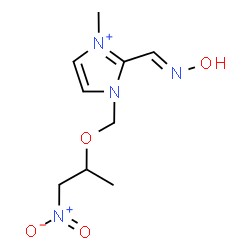 ChemSpider 2D Image | 2-[(E)-(Hydroxyimino)methyl]-3-methyl-1-{[(1-nitro-2-propanyl)oxy]methyl}-1H-imidazol-3-ium | C9H15N4O4