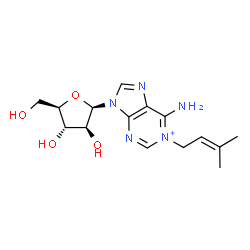 ChemSpider 2D Image | 6-Amino-9-(beta-D-arabinofuranosyl)-1-(3-methyl-2-buten-1-yl)-9H-purin-1-ium | C15H22N5O4