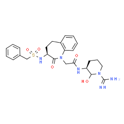 ChemSpider 2D Image | 2-{(3S)-3-[(Benzylsulfonyl)amino]-2-oxo-2,3,4,5-tetrahydro-1H-1-benzazepin-1-yl}-N-[(3S)-1-carbamimidoyl-2-hydroxy-3-piperidinyl]acetamide | C25H32N6O5S