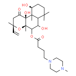 ChemSpider 2D Image | (3R,4aR,10S,10bS)-6,10,10b-Trihydroxy-3,4a,7,7,10a-pentamethyl-1-oxo-3-vinyldodecahydro-1H-benzo[f]chromen-5-yl 4-(4-methyl-1-piperazinyl)butanoate | C29H48N2O7
