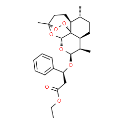 ChemSpider 2D Image | Ethyl (3S)-3-phenyl-3-{[(1R,4S,5R,8S,9R,10S,12R,13R)-1,5,9-trimethyl-11,14,15,16-tetraoxatetracyclo[10.3.1.0~4,13~.0~8,13~]hexadec-10-yl]oxy}propanoate | C26H36O7