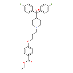 ChemSpider 2D Image | Ethyl 4-(3-{4-[bis(4-fluorophenyl)(hydroxy)methyl]-1-piperidinyl}propoxy)benzoate | C30H33F2NO4