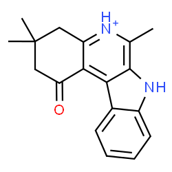 ChemSpider 2D Image | 3,3,6-Trimethyl-1-oxo-2,3,4,7-tetrahydro-1H-indolo[2,3-c]quinolin-5-ium | C18H19N2O