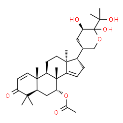 ChemSpider 2D Image | (5alpha,7alpha,13alpha,17alpha,20S,23R)-23,24,25-Trihydroxy-4,4,8-trimethyl-3-oxo-21,24-epoxycholesta-1,14-dien-7-yl acetate | C32H48O7