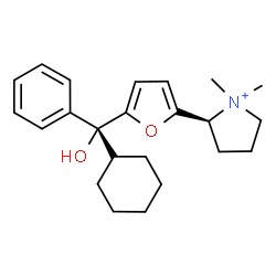 ChemSpider 2D Image | (2S)-2-{5-[(R)-Cyclohexyl(hydroxy)phenylmethyl]-2-furyl}-1,1-dimethylpyrrolidinium | C23H32NO2