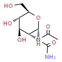 ChemSpider 2D Image | 2-Acetamido-1-O-carbamoyl-2-deoxy-alpha-D-glucopyranose | C9H16N2O7