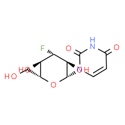 ChemSpider 2D Image | 1-(3-Deoxy-3-fluoro-beta-D-glucopyranosyl)-2,4(1H,3H)-pyrimidinedione | C10H13FN2O6
