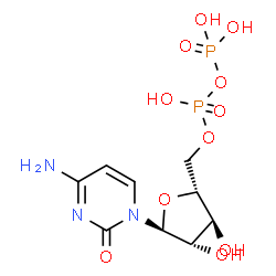 ChemSpider 2D Image | 4-Amino-1-{5-O-[hydroxy(phosphonooxy)phosphoryl]-alpha-D-arabinofuranosyl}-2(1H)-pyrimidinone | C9H15N3O11P2