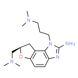 ChemSpider 2D Image | (7R)-7-[(Dimethylamino)methyl]-1-[3-(dimethylamino)propyl]-7,8-dihydro-1H-furo[3,2-e]benzimidazol-2-amine | C17H27N5O