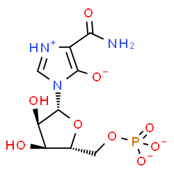 ChemSpider 2D Image | 5-Hydroxy-1-(5-O-phosphonato-beta-D-ribofuranosyl)-1H-imidazole-4-carboxamide | C9H12N3O9P