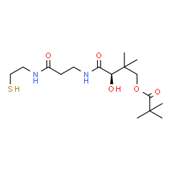 ChemSpider 2D Image | (3R)-3-Hydroxy-2,2-dimethyl-4-oxo-4-({3-oxo-3-[(2-sulfanylethyl)amino]propyl}amino)butyl pivalate | C16H30N2O5S
