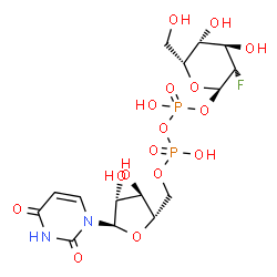 ChemSpider 2D Image | [(2S,3R,4R,5R)-5-(2,4-Dioxo-3,4-dihydro-1(2H)-pyrimidinyl)-3,4-dihydroxytetrahydro-2-furanyl]methyl (2R,3S,4R,5R,6R)-3-fluoro-4,5-dihydroxy-6-(hydroxymethyl)tetrahydro-2H-pyran-2-yl dihydrogen diphosp
hate (non-preferred name) | C15H23FN2O16P2