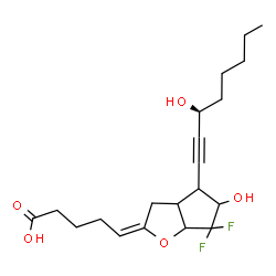 ChemSpider 2D Image | (5E,15S)-10,10-Difluoro-11,15-dihydroxy-6,9-epoxyprost-5-en-13-yn-1-oic acid | C20H28F2O5