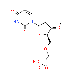 ChemSpider 2D Image | 1-[2-Deoxy-3-O-methyl-5-O-(phosphonomethyl)-D-threo-pentofuranosyl]-5-methyl-2,4(1H,3H)-pyrimidinedione | C12H19N2O8P