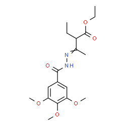 ChemSpider 2D Image | Ethyl 2-ethyl-3-[(3,4,5-trimethoxybenzoyl)hydrazono]butanoate | C18H26N2O6