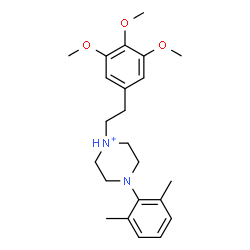 ChemSpider 2D Image | 4-(2,6-Dimethylphenyl)-1-[2-(3,4,5-trimethoxyphenyl)ethyl]piperazin-1-ium | C23H33N2O3
