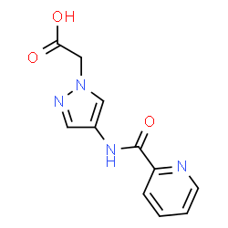ChemSpider 2D Image | [4-(PYRIDINE-2-AMIDO)PYRAZOL-1-YL]ACETIC ACID | C11H10N4O3