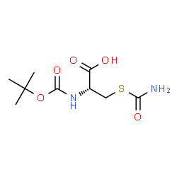 ChemSpider 2D Image | S-Carbamoyl-N-{[(2-methyl-2-propanyl)oxy]carbonyl}-L-cysteine | C9H16N2O5S