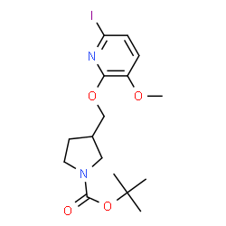 ChemSpider 2D Image | tert-Butyl 3-((6-iodo-3-methoxypyridin-2-yloxy)methyl)pyrrolidine-1-carboxylate | C16H23IN2O4