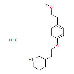 ChemSpider 2D Image | 3-{2-[4-(2-Methoxyethyl)phenoxy]ethyl}piperidine hydrochloride (1:1) | C16H26ClNO2