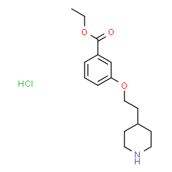ChemSpider 2D Image | Ethyl 3-[2-(4-piperidinyl)ethoxy]benzoate hydrochloride (1:1) | C16H24ClNO3