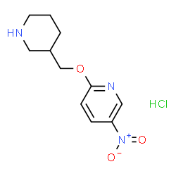 ChemSpider 2D Image | 5-nitro-2-(piperidin-3-ylmethoxy)pyridine hydrochloride | C11H16ClN3O3