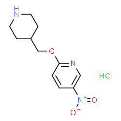 ChemSpider 2D Image | 5-nitro-2-(piperidin-4-ylmethoxy)pyridine hydrochloride | C11H16ClN3O3