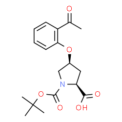 ChemSpider 2D Image | (4S)-4-(2-Acetylphenoxy)-1-{[(2-methyl-2-propanyl)oxy]carbonyl}-L-proline | C18H23NO6