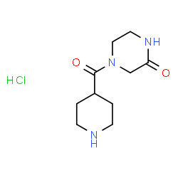 ChemSpider 2D Image | 4-(piperidine-4-carbonyl)piperazin-2-one hydrochloride | C10H18ClN3O2