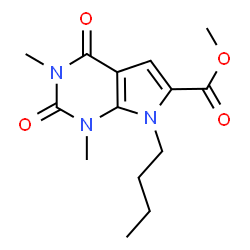 ChemSpider 2D Image | Methyl 7-butyl-1,3-dimethyl-2,4-dioxo-2,3,4,7-tetrahydro-1H-pyrrolo[2,3-d]pyrimidine-6-carboxylate | C14H19N3O4