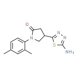 ChemSpider 2D Image | 4-(5-Amino-1,3,4-thiadiazol-2-yl)-1-(2,4-dimethylphenyl)-2-pyrrolidinone | C14H16N4OS