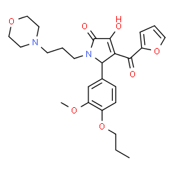 ChemSpider 2D Image | 4-(2-Furoyl)-3-hydroxy-5-(3-methoxy-4-propoxyphenyl)-1-[3-(4-morpholinyl)propyl]-1,5-dihydro-2H-pyrrol-2-one | C26H32N2O7