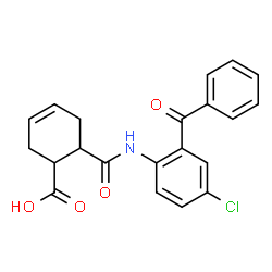 ChemSpider 2D Image | 6-[(2-Benzoyl-4-chlorophenyl)carbamoyl]-3-cyclohexene-1-carboxylic acid | C21H18ClNO4