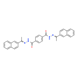 ChemSpider 2D Image | N'~1~,N'~4~-Bis[1-(2-naphthyl)ethylidene]terephthalohydrazide | C32H26N4O2