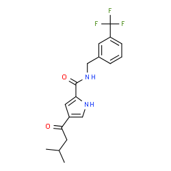 ChemSpider 2D Image | 4-(3-Methylbutanoyl)-N-[3-(trifluoromethyl)benzyl]-1H-pyrrole-2-carboxamide | C18H19F3N2O2