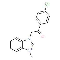 ChemSpider 2D Image | 1-[2-(4-Chlorophenyl)-2-oxoethyl]-3-methyl-1H-3,1-benzimidazol-3-ium | C16H14ClN2O