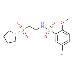 ChemSpider 2D Image | 5-Chloro-2-methoxy-N-[2-(1-pyrrolidinylsulfonyl)ethyl]benzenesulfonamide | C13H19ClN2O5S2