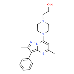 ChemSpider 2D Image | 2-[4-(2,5-Dimethyl-3-phenylpyrazolo[1,5-a]pyrimidin-7-yl)-1-piperazinyl]ethanol | C20H25N5O