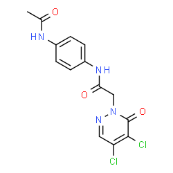 ChemSpider 2D Image | N-(4-Acetamidophenyl)-2-(4,5-dichloro-6-oxo-1(6H)-pyridazinyl)acetamide | C14H12Cl2N4O3