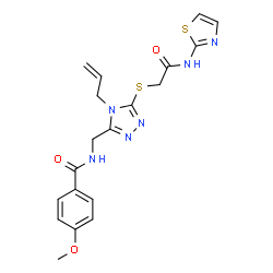 ChemSpider 2D Image | N-[(4-Allyl-5-{[2-oxo-2-(1,3-thiazol-2-ylamino)ethyl]sulfanyl}-4H-1,2,4-triazol-3-yl)methyl]-4-methoxybenzamide | C19H20N6O3S2