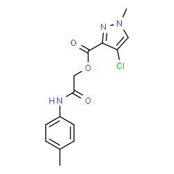 ChemSpider 2D Image | 2-[(4-Methylphenyl)amino]-2-oxoethyl 4-chloro-1-methyl-1H-pyrazole-3-carboxylate | C14H14ClN3O3