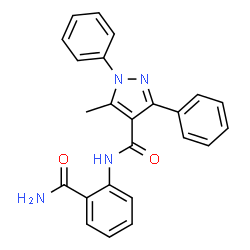 ChemSpider 2D Image | N-(2-Carbamoylphenyl)-5-methyl-1,3-diphenyl-1H-pyrazole-4-carboxamide | C24H20N4O2