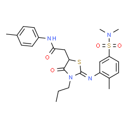 ChemSpider 2D Image | 2-[(2Z)-2-{[5-(Dimethylsulfamoyl)-2-methylphenyl]imino}-4-oxo-3-propyl-1,3-thiazolidin-5-yl]-N-(4-methylphenyl)acetamide | C24H30N4O4S2