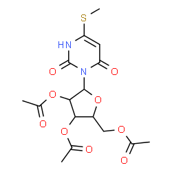 ChemSpider 2D Image | 6-(Methylsulfanyl)-3-(2,3,5-tri-O-acetylpentofuranosyl)-2,4(1H,3H)-pyrimidinedione | C16H20N2O9S