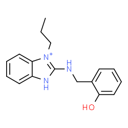 ChemSpider 2D Image | 2-[(2-Hydroxybenzyl)amino]-3-propyl-1H-benzimidazol-3-ium | C17H20N3O